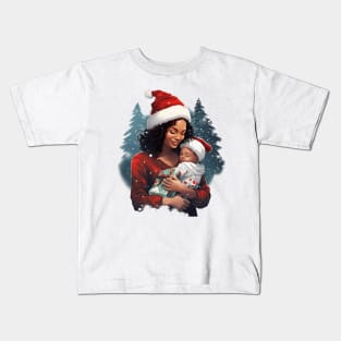Afrocentric Mother & Child Christmas Kids T-Shirt